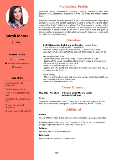 Student Cv Template 2024 10 Cv Examples Get Hired Quick