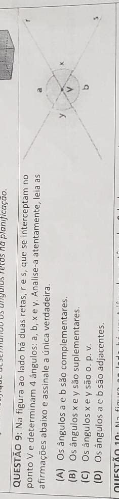 a QUESTÃO 9 Na figura ao lado há duas retas res que se interceptam