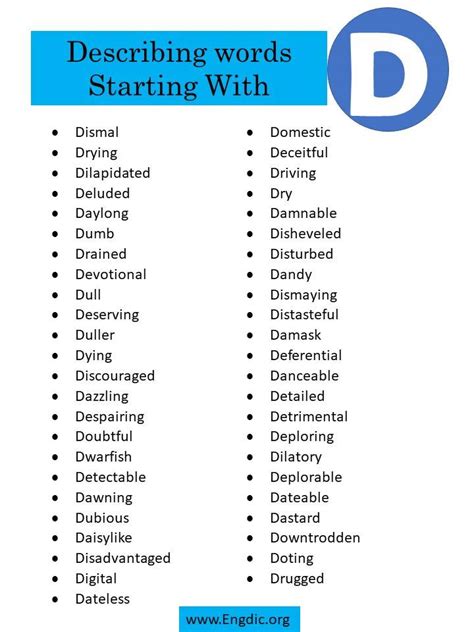 Describing Words That Start With D Engdic
