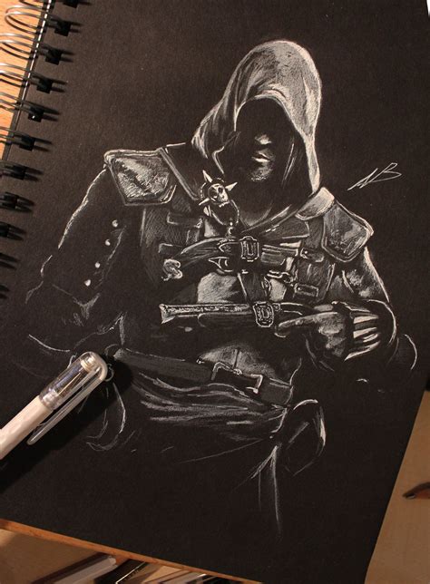 Assassin S Creed Black Flag Black Paper Drawing Black And White