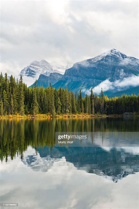 Herbert Lake Lake With Reflection Of The Bow Range Banff National Park