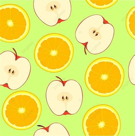 Apple And Orange Fruit Vector Background Green And Botanical