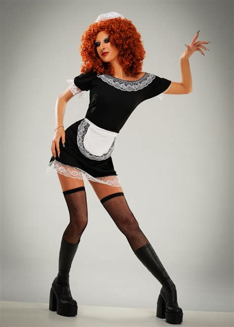 Womens Rocky Horror Magenta Style French Maid Costume Ef Rh