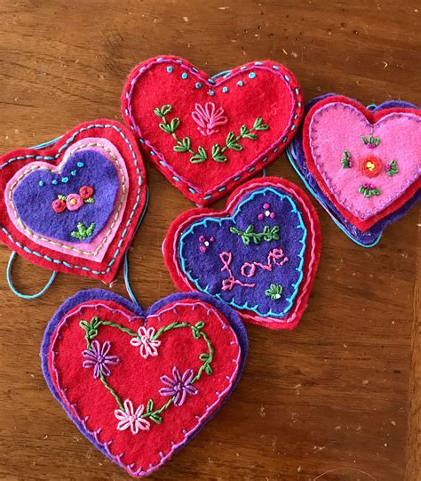 Embroidered Hearts Embroidered Heart Valentines Valentines Day