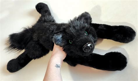 Made To Order Baby Black Wolf Plush Toy Wolf Art Doll Etsy Canada