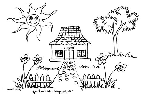 Sketsa gambar mewarnai pemandangan sederhana mudah. Gambar Mewarnai Rumah Sederhana - BELAJAR MEWARNAI
