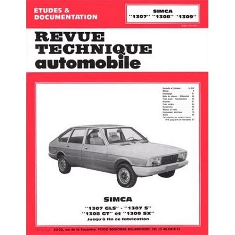 Revue Technique Automobile Simca 1307 1308 1309