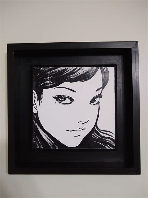 My First Junji Ito Painting Acrylic On Wood Panel 8x8 Rjunjiito