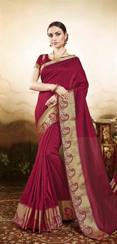 Maroon Designer Silk Saree For Festivals Indian Silk Sarees Simple