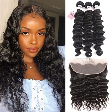 Loose Deep Wave Bundles With X Lace Frontal West Kiss Hair