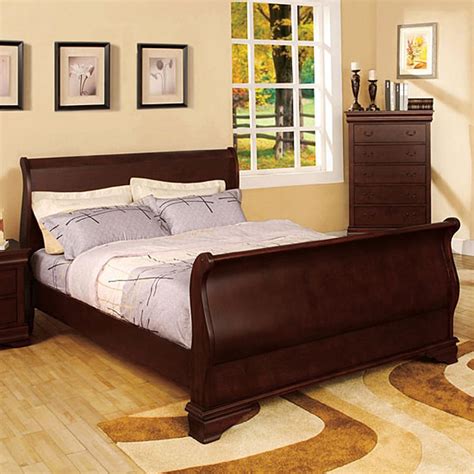 Shop Furniture Of America Laurelle Dark Cherry California King Sleigh Bed At Lowes Com
