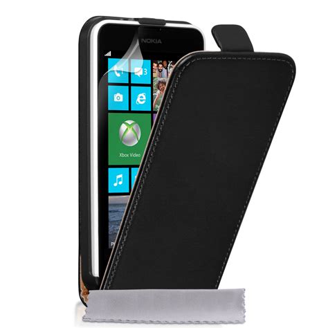 Caseflex Nokia Lumia 630 Real Leather Flip Case Black
