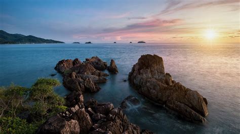 Landscape Of Tropical Island Beach During Sunset At Koh Chang Island