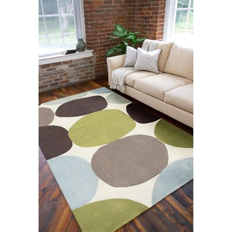 Hand Tufted Contemporary Multi Colored Circles Abstract Area Rug