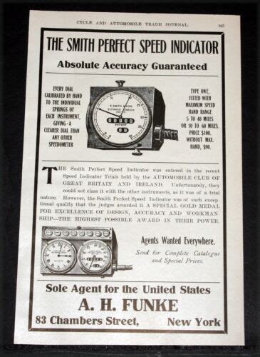 1907 Old Magazine Print Ad Smith Perfect Speed Indicators For All