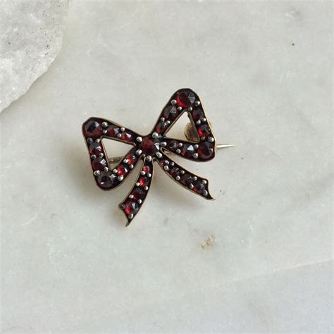 Gold Bow Brooch With Garnets Vintage Brooch Vintage Bow Pin Free Uk
