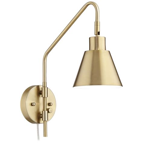 360 Lighting Marybel Antique Brass Downlight Plug In Swing Arm Wall