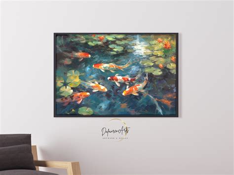 Printable Koi Pond Wall Art For Living Room Impressionist Etsy