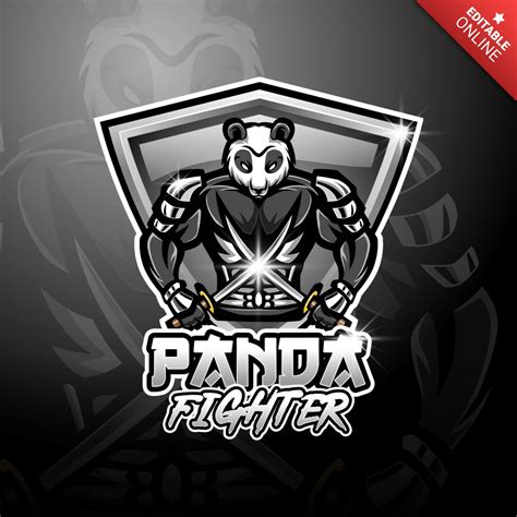 Panda Fighter Esport Mascot Logo Design Template Premium Design Template