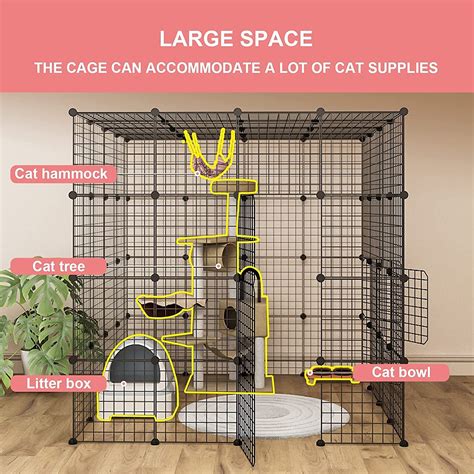 Eiiel Large Cat Cage Enclosure Indoor Cat Playpen Metal Wire 4 Tier