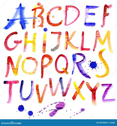 Painted Watercolor Alphabet Stock Vector Illustration Of Paint