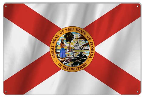 Florida State Flag Sign 12x18 Reproduction Vintage Signs
