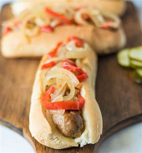 Crock Pot Bratwurst Hot Dog With Peppers And Onions