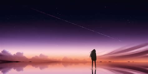 Anime Pink Sky Standing Alone Hd Anime 4k Wallpapers Images