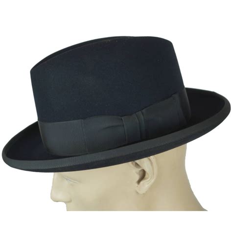 Vintage 1950s Stetson Imperial Homburg Hat Black Fur Felt Fedora Size 7 14
