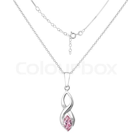Silver Necklace And Pendant On White Stock Image Colourbox