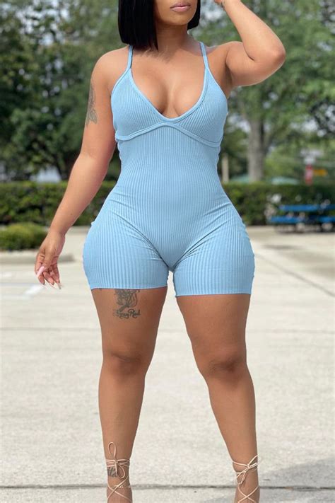 Sexy Casual Solid Backless Spaghetti Strap Skinny Romper Likemydress