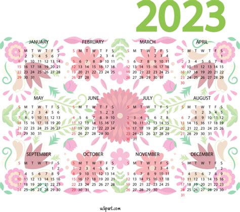 2023 Calendar Design Floral Design Textile For 2023 Printable Yearly