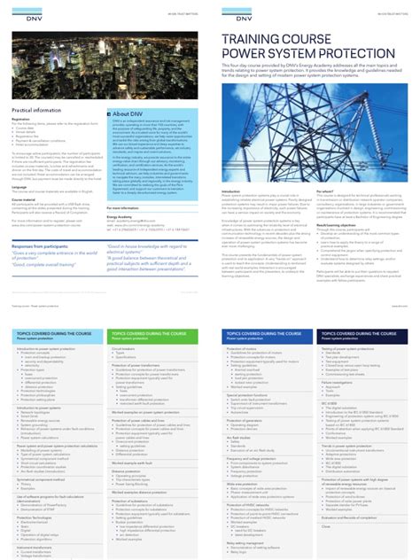 Brochure Power System Protection Training Course 2020 Hr Pdf