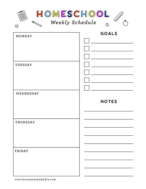 Weekly Homeschool Schedule Template