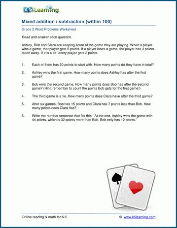 2nd grade math word problem worksheets - free and printable | K5 Learning