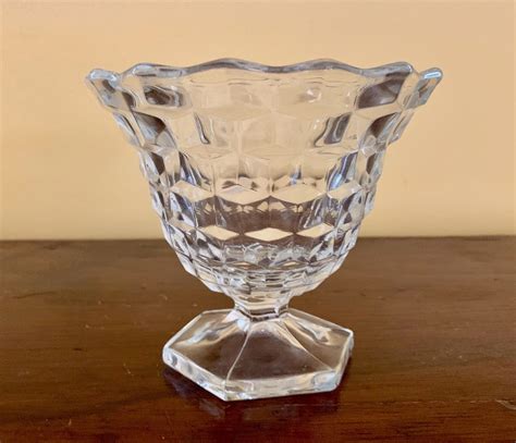 Fostoria American Clear Bowl Clear Cubed Footed Condiment Compote Fostoria Mayo Bowl Footed