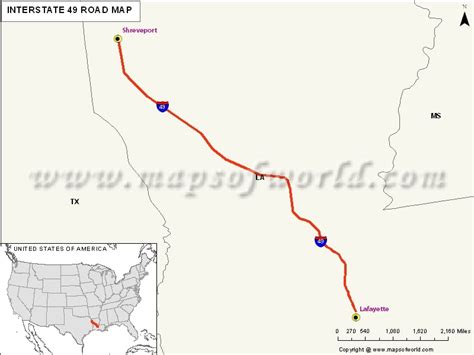 Us Interstate 49 I 49 Map Lafayette Louisiana To Shreveport Louisiana