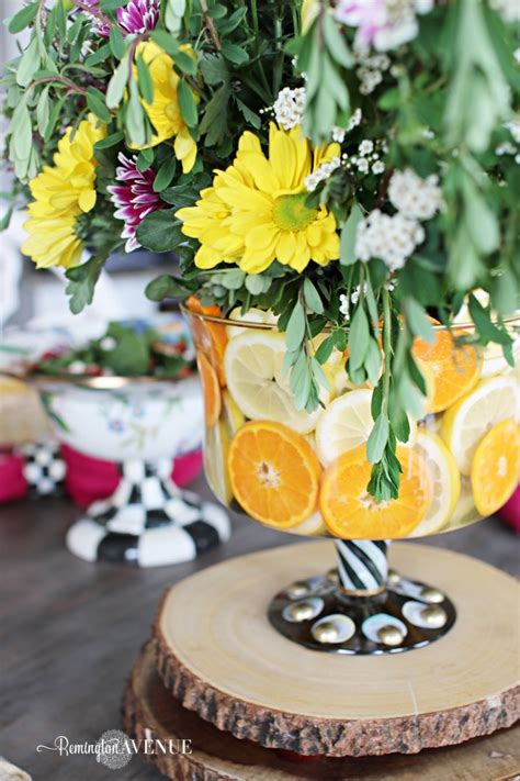 Floral And Citrus Summer Brunch Table Floral Centerpiece Summer