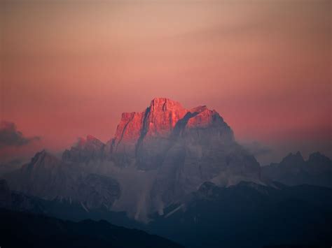 Desktop Wallpaper Peaks Mountains Glowing Summits Sunset Hd Image