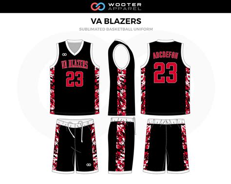va blazers black white red custom basketball uniform jerseys shorts basketball uniforms