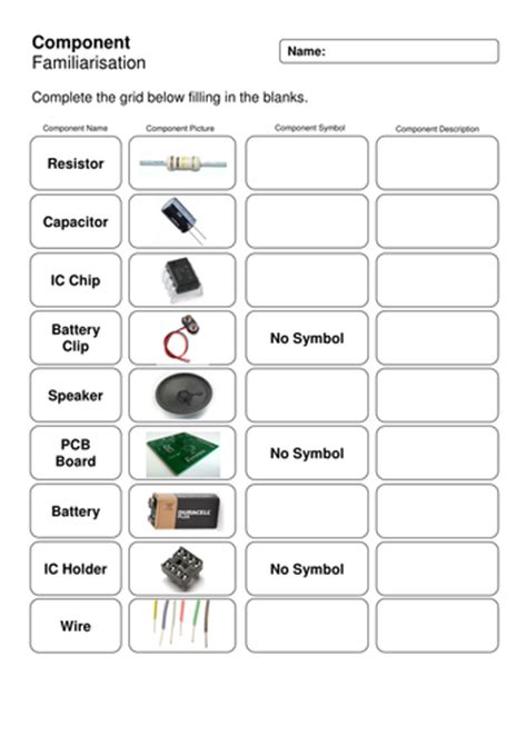 Electronic Component Worksheets And Resources Teaching Resources