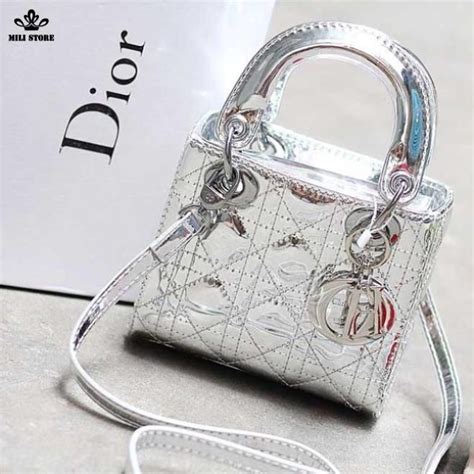 Christian Dior Lady Dior Mini Bag Silver Metallic Dior Mini Bag Lady