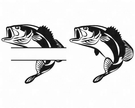 Bass Fishing Split Monogram Svg Split Fish Svg Clipart Etsy