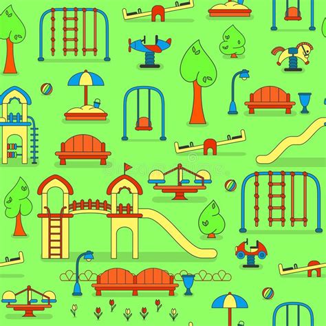 City Park Map With Kids Playground Stock Vector Illustration Of