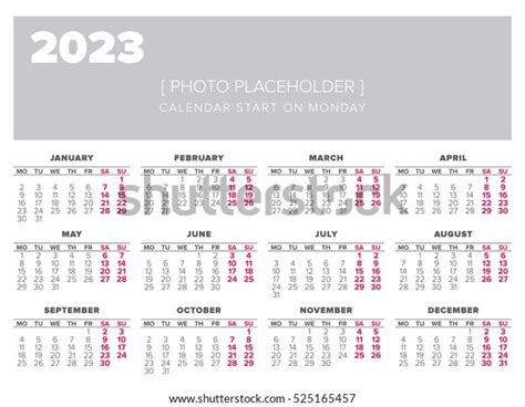 Calendar 2023 Year Vector Design Template Stock Vector Royalty Free