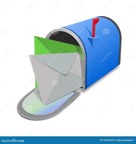 Enveopen Red Mail Box With Envelopes On The Cover Isolated From