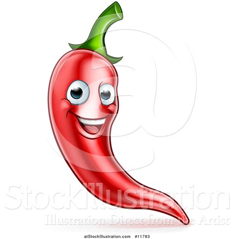 Vector Illustration Of A Happy Red Chile Pepper Mascot Character By