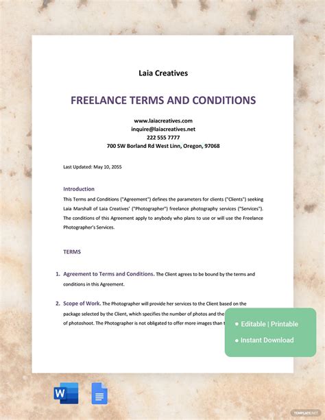 Terms And Condition Template In Word Free Download