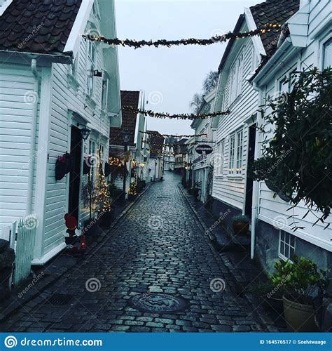 The Old City In Stavanger Norway Decorated For Christmas Editorial