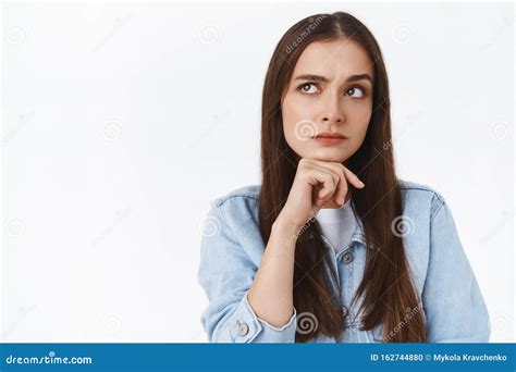 Thoughtful Serious Looking Determined And Pensive 20s Girl Touching